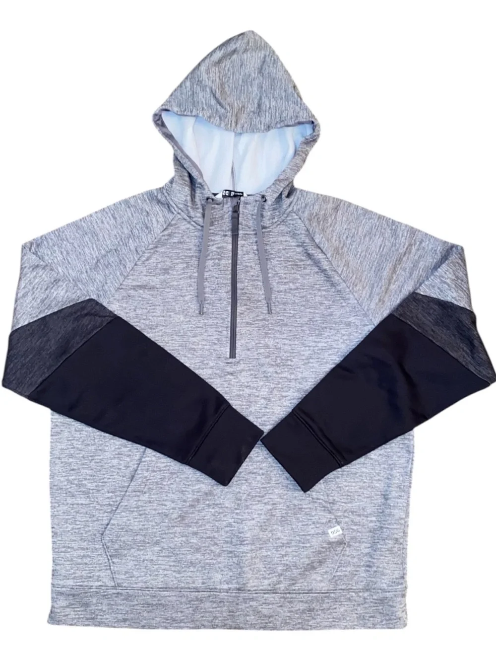 DSG Color Block Quarter Front Zip Hoodie in Heather Gray and Black Size XL